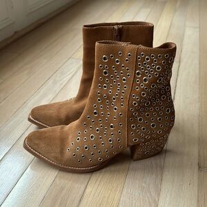 Jeffrey Campbell Bravado-ey Leather Suede Heeled Boots Shoes